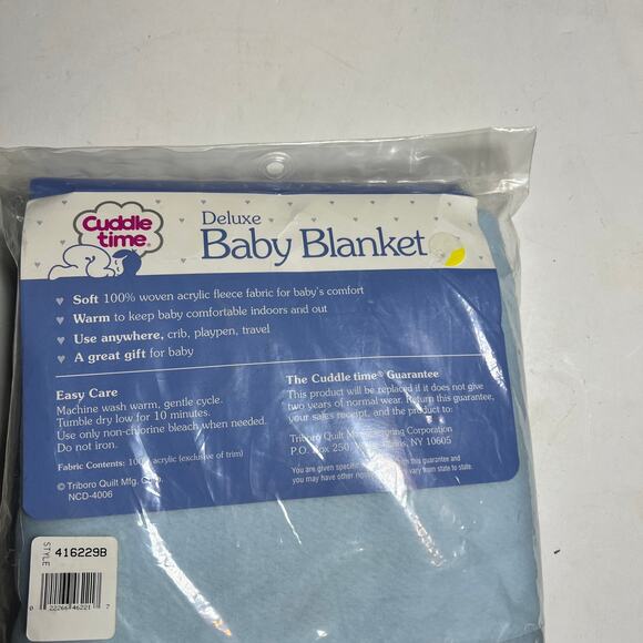 Cuddle Time Deluxe Baby Blanket Woven acrylic blue 36 x 45 nursery soft warm - Picture 10 of 10